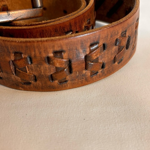 FOSSIL Belt Patterned Leather Vintage Western Bohemian Style - Picture 2 of 6